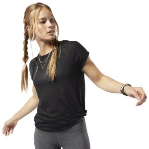 Reebok One Series Burnout T Shirt Damen - Schwarz - DE 195-RJU